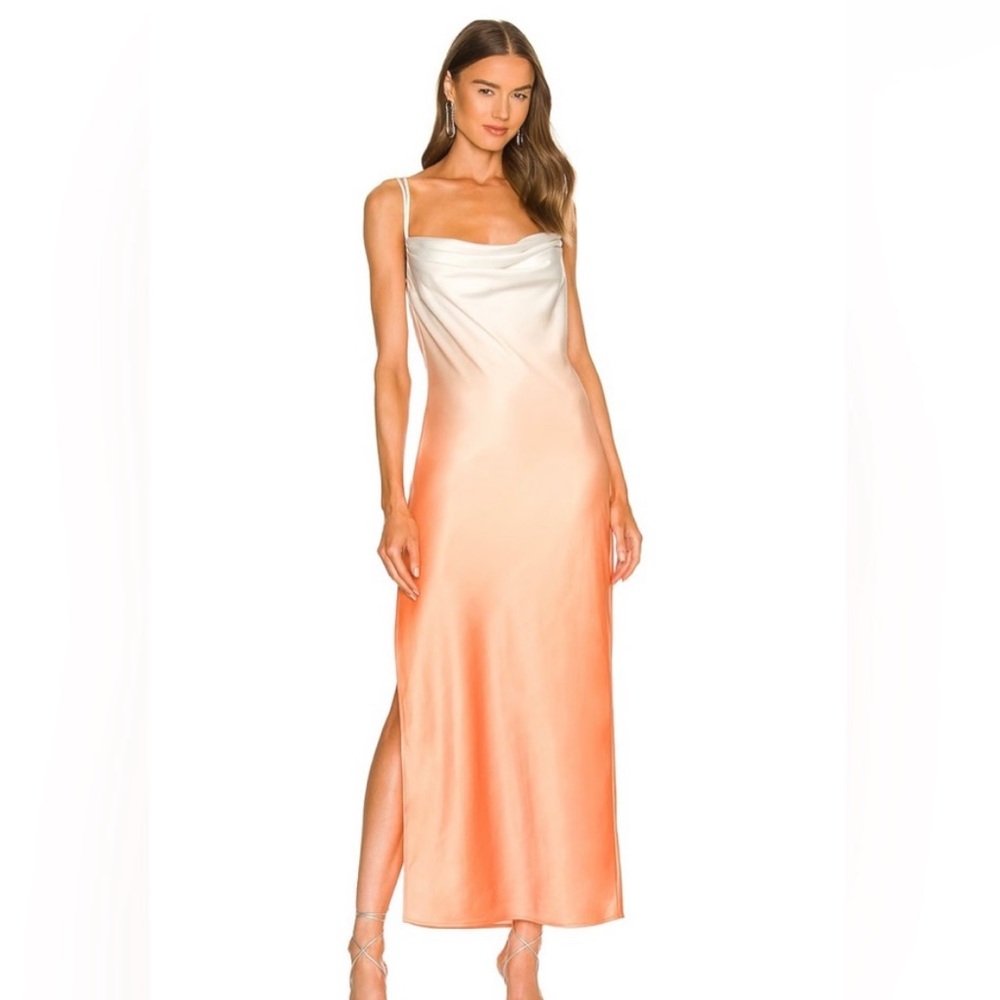 Michael Costello White and Orange Maxi Dress